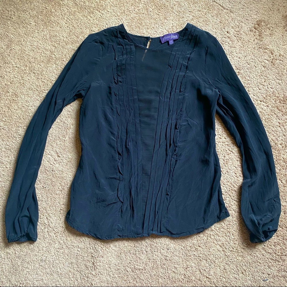 Mirror/ Dash Silk Black Mesh Long Sleeve Top